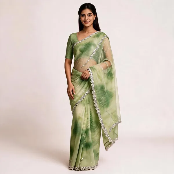 Limed_Ash_Glass_Tissue_Dual-Tone_Saree_For_Women