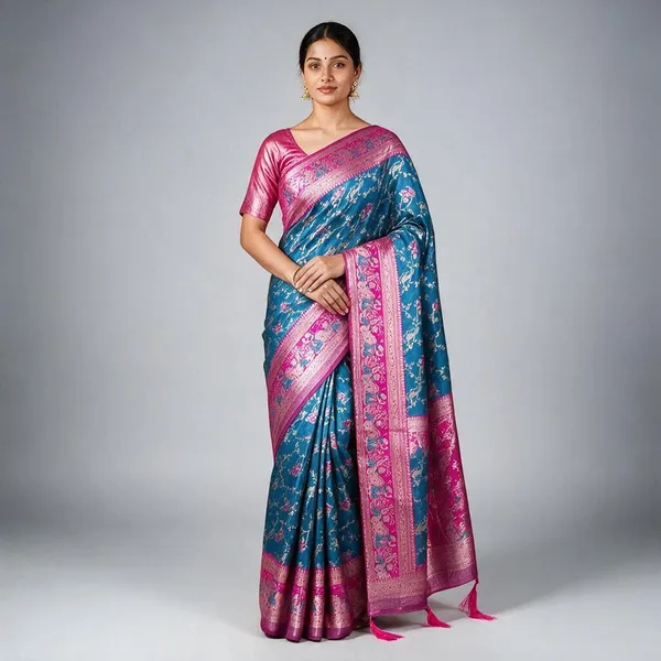 Water_Blue_Banarasi_Silk_Saree_For_Women