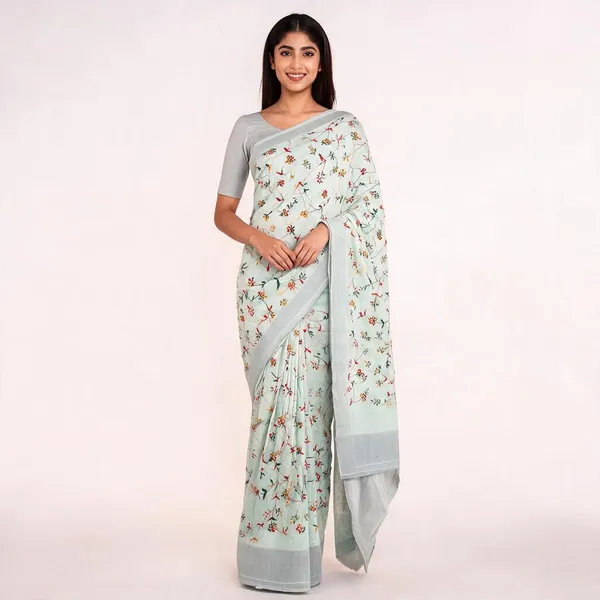 Sea_Mist_Khadi_Cotton_Saree_For_Women