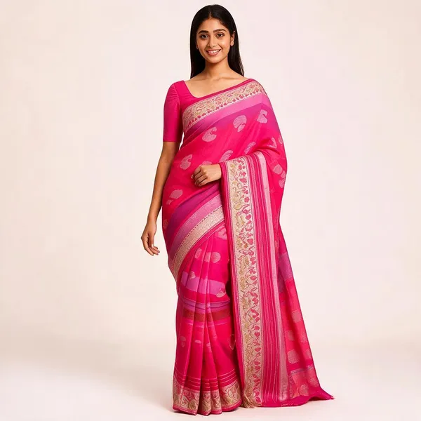 Warm_Pink_Tissue_Silk_Mango_Motif_Zari_Saree_For_Women