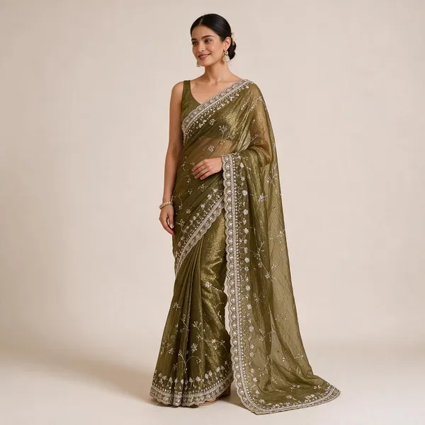 Dirt_Brown_Burberry_Silk_Shimmer_Zari_Saree_For_Women