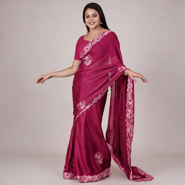 Pink_Lemonade_Chiffon_Floral_Patchwork_Designer_Saree_For_Women