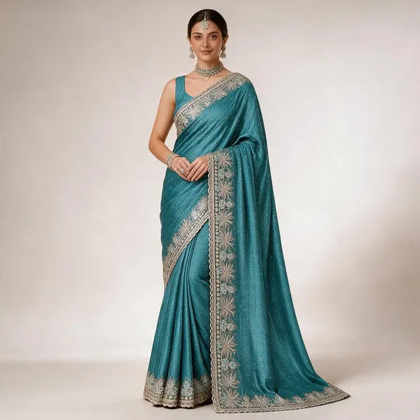 Eastern_Blue_Chiffon_Shimmer_Zardozi_Saree_For_Women