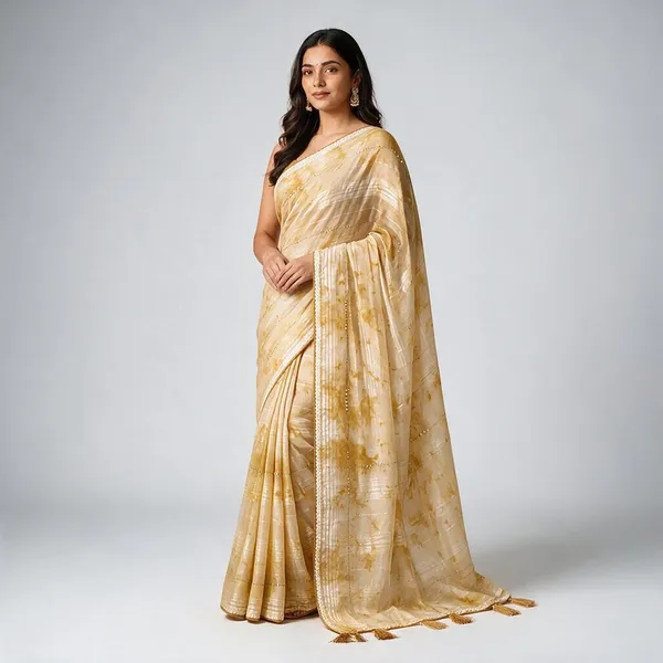 Copper_Georgette_Designer_Shimmer_Saree_For_Women