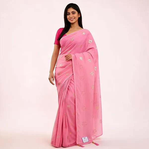 Pastel_Magenta_Georgette_Sequin_Designer_Saree_For_Women