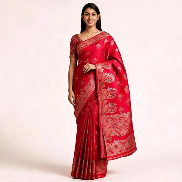 Cool_Red_Silk_Chandbali_Motif_Saree_For_Women