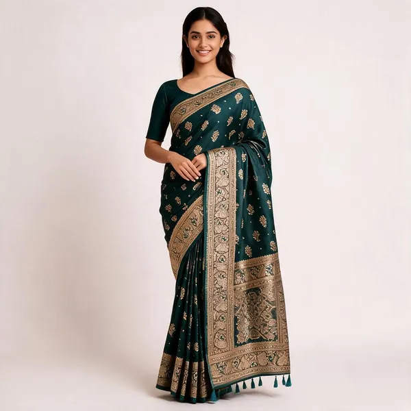 Sea_Blue_Banarasi_Silk_Zari_Saree_For_Women