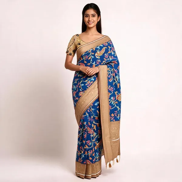 Blue_Silk_Digital_Kalamkari_Soft_Silk_Saree_For_Women