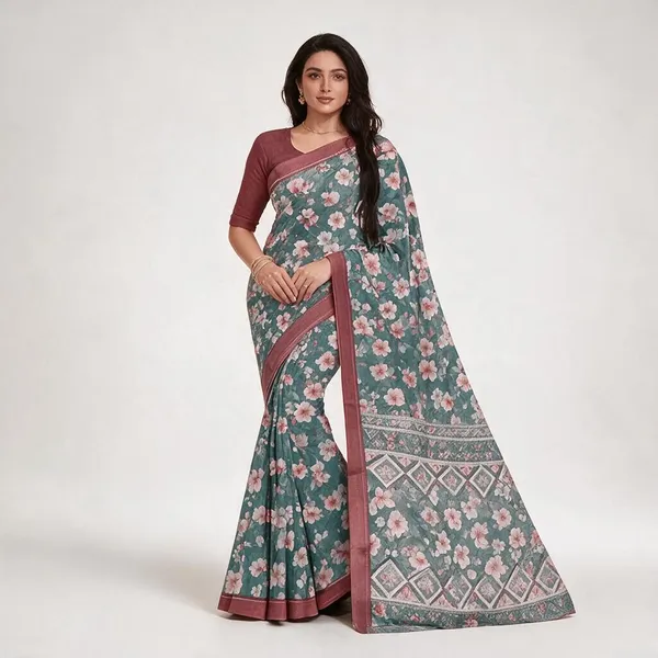Hippie_Blue_Moss_Silk_Digital_Print_Saree_For_Women