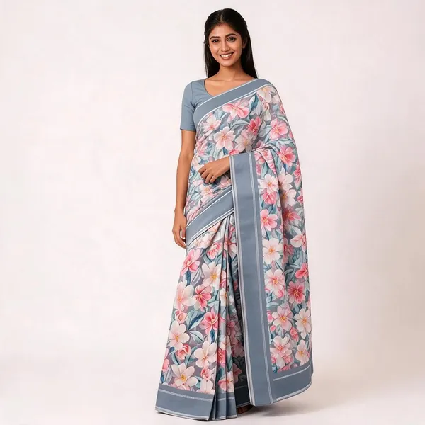 Cadet_Grey_Moss_Silk_Digital_Print_Saree_For_Women