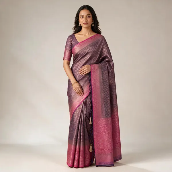 Viola_Purple_Silk_Zari_Border_Saree_For_Women