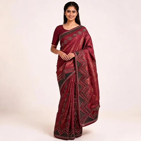 Clay_Shimmer_Tissue_Geometric_Saree_For_Women