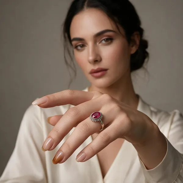 Silver_Tone_Oval_Pink_Stone_Ring_For_Women