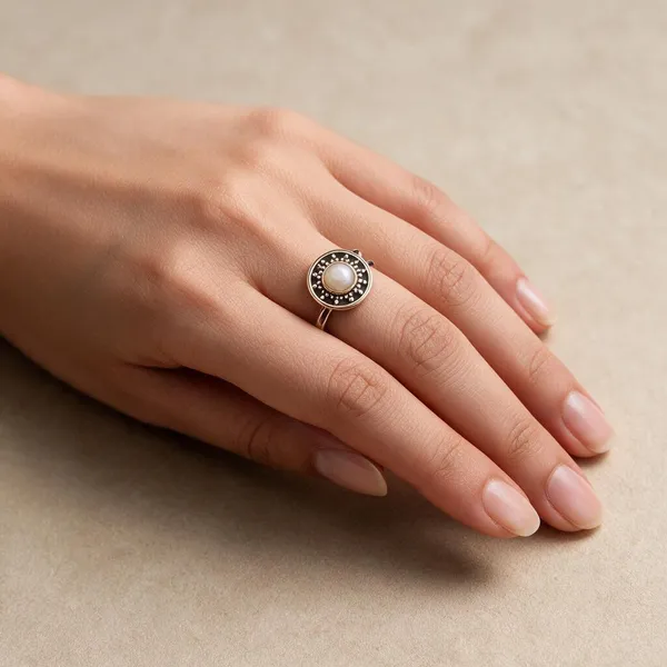 Silver_Tone_Pearl_Style_Ring_For_Women