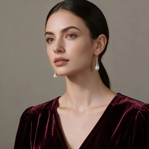 Silver_Tone_Pearl_Drop_Earrings_For_Women