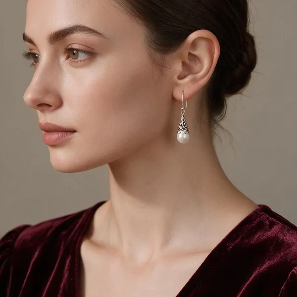 Silver_Tone_Pearl_Drop_Earrings_For_Women