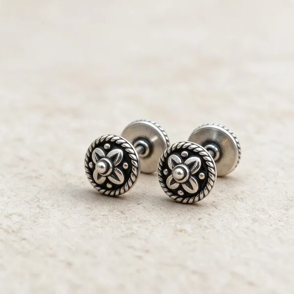 Silver_Tone_Oxidized_Floral_Cartilage_Earrings_For_Women