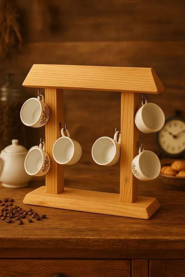 Pine_Wood_Coffee_Mug_Holder