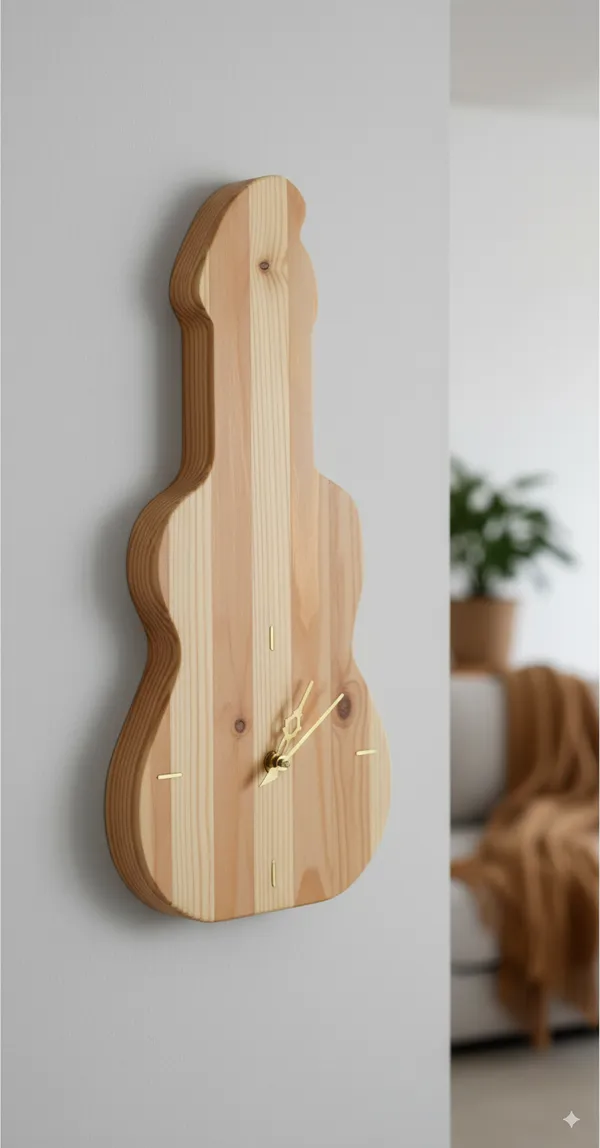 Pallet_Wood_Guitar_Shape_Wall_Clock