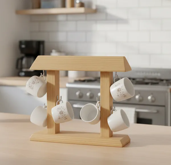 Pine_Wood_Coffee_Mug_Holder