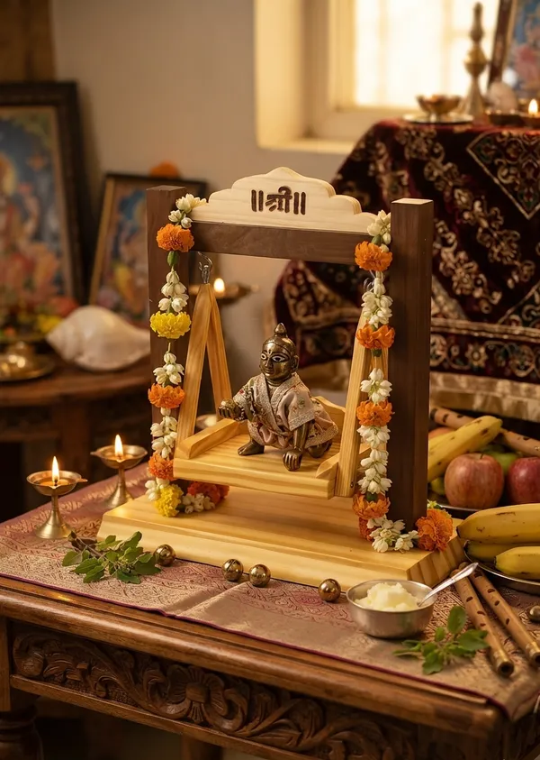Wood_Shri_Krishna_Jhoola_Decor_Showpiece
