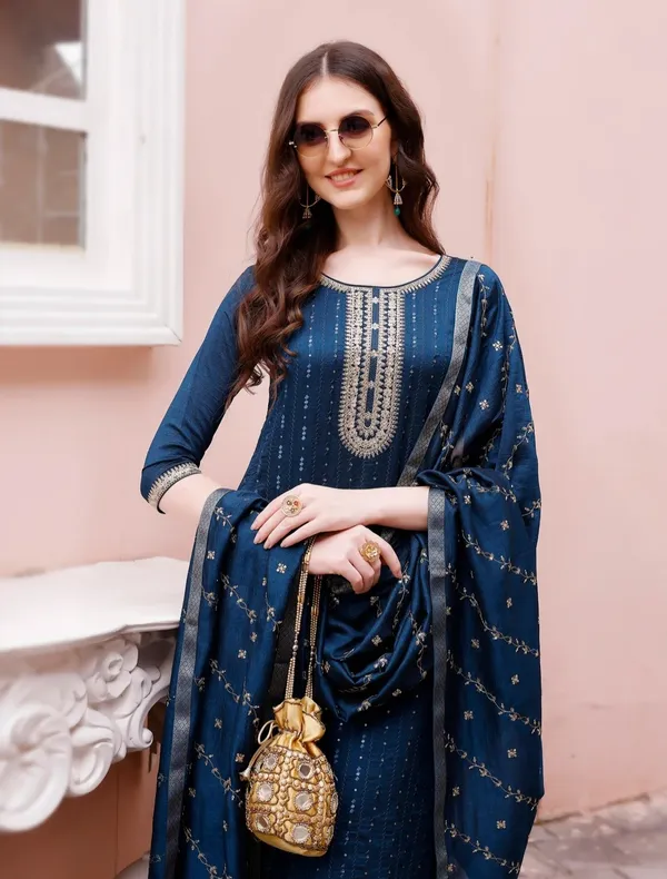 Blue_Silk_Straight_Embellished_Kurta_Set_For_Women