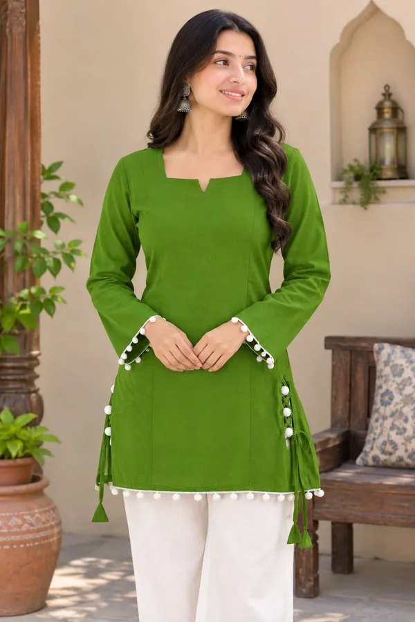 Green_Cotton_Straight_Solid_Kurta_Set_For_Women
