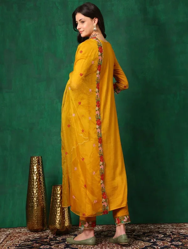Mustard_Silk_Anarkali_Embroidered_Kurta_Set_For_Women
