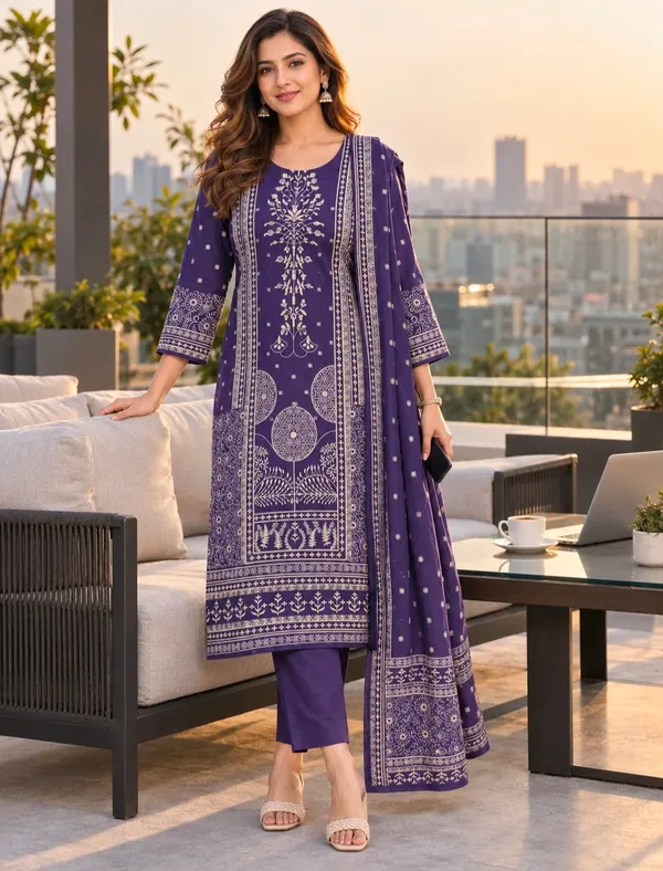 Purple_Cotton_Straight_Printed_Kurta_Set_For_Women