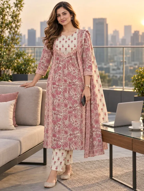 Pink_Cotton_Straight_Printed_Kurta_Set_For_Women
