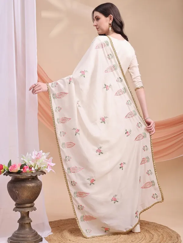 Cream_Silk_Anarkali_Printed_Kurta_Set_For_Women