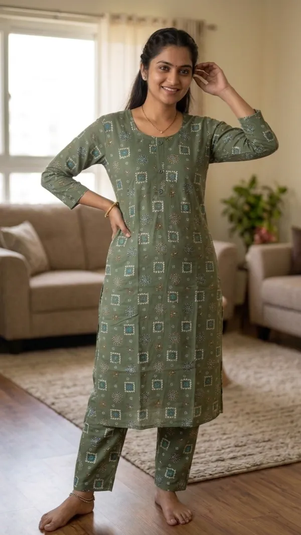 Olive_Green_Rayon_Straight_Printed_Kurta_Set_For_Women