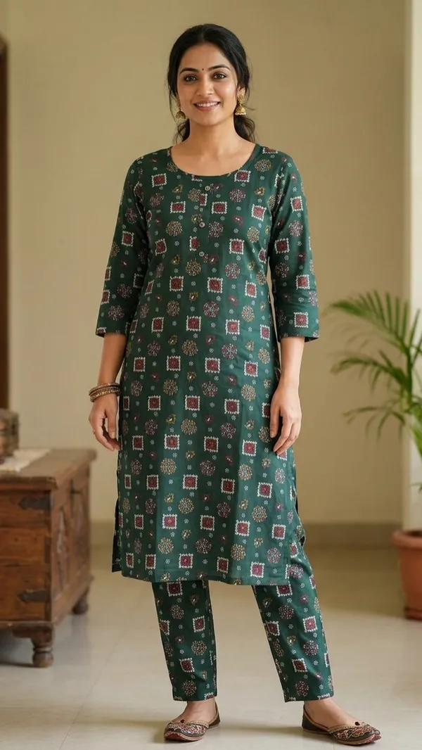 Green_Rayon_Straight_Printed_Kurta_Set_For_Women