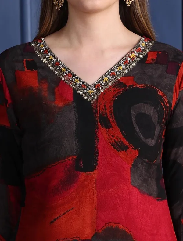 Black_Rayon_Straight_Printed_Kurta_Set_For_Women