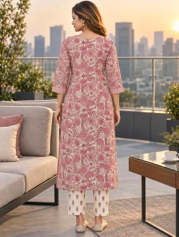 Pink_Cotton_Straight_Printed_Kurta_Set_For_Women