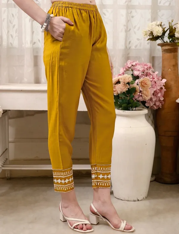 Mustard_Chanderi_Straight_Embroidered_Kurta_Set_For_Women
