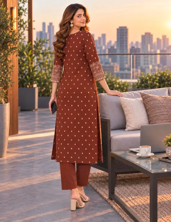 Brown_Cotton_Straight_Printed_Kurta_Set_For_Women