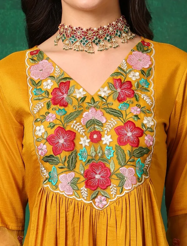 Mustard_Silk_Anarkali_Embroidered_Kurta_Set_For_Women