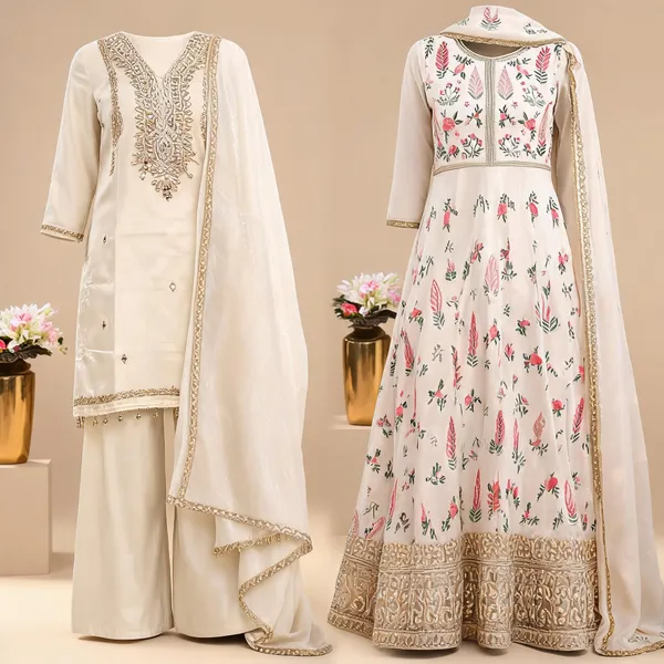 Cream_Silk_Kurta_Set_Duo_–_Straight_&_Anarkali
