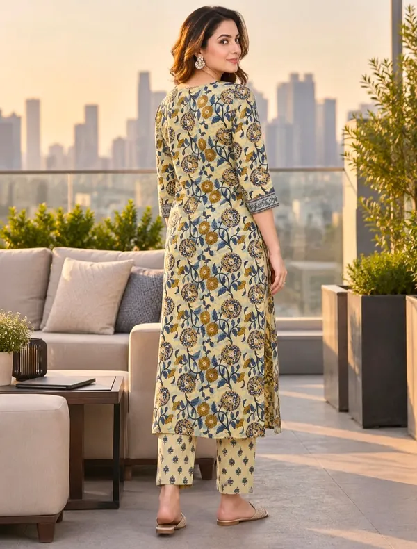 Yellow_Cotton_Straight_Printed_Kurta_Set_For_Women
