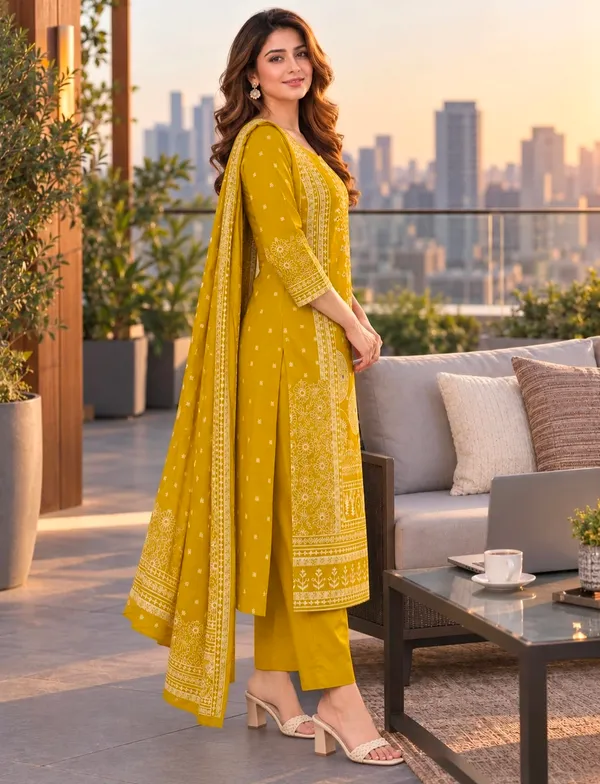 Yellow_Cotton_Straight_Printed_Kurta_Set_For_Women