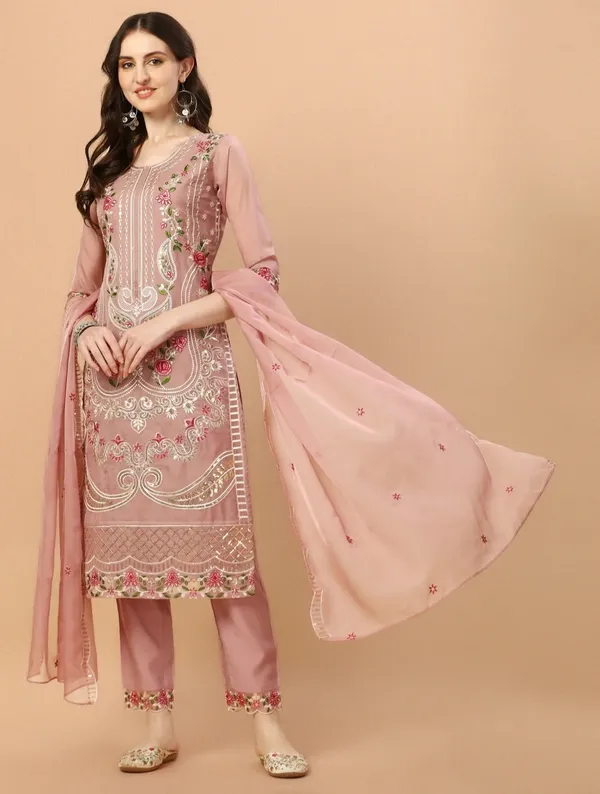 Peach_Silk_Straight_Embroidered_Kurta_Set_For_Women
