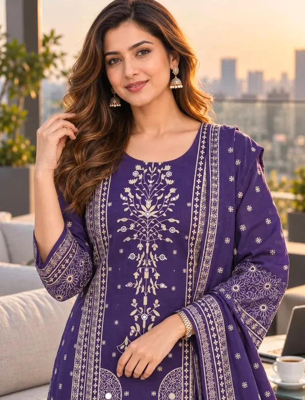 Purple_Cotton_Straight_Printed_Kurta_Set_For_Women