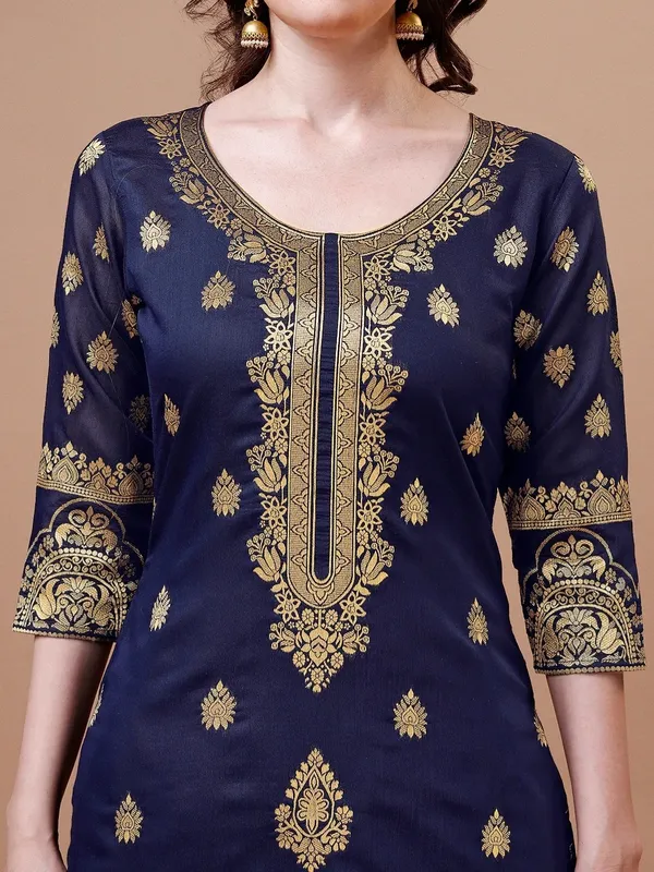 Navy_Blue_Cotton_Straight_Embellished_Kurta_Set_For_Women