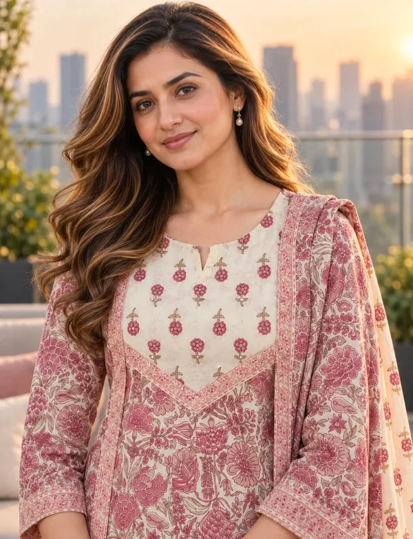 Pink_Cotton_Straight_Printed_Kurta_Set_For_Women