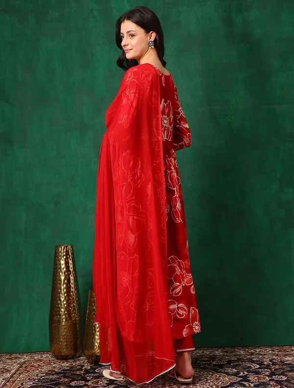 Red_Rayon_Anarkali_Printed_Kurta_Set_For_Women
