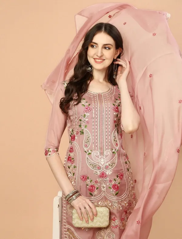 Peach_Silk_Straight_Embroidered_Kurta_Set_For_Women