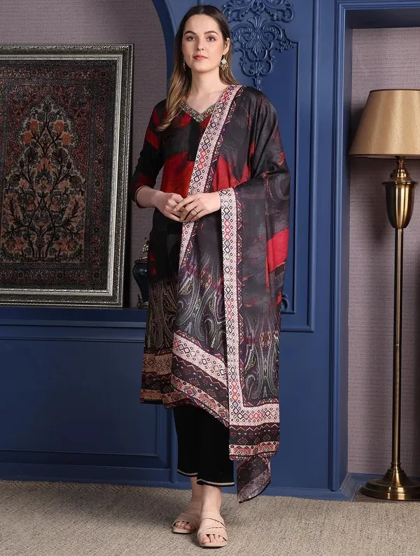 Black_Rayon_Straight_Printed_Kurta_Set_For_Women