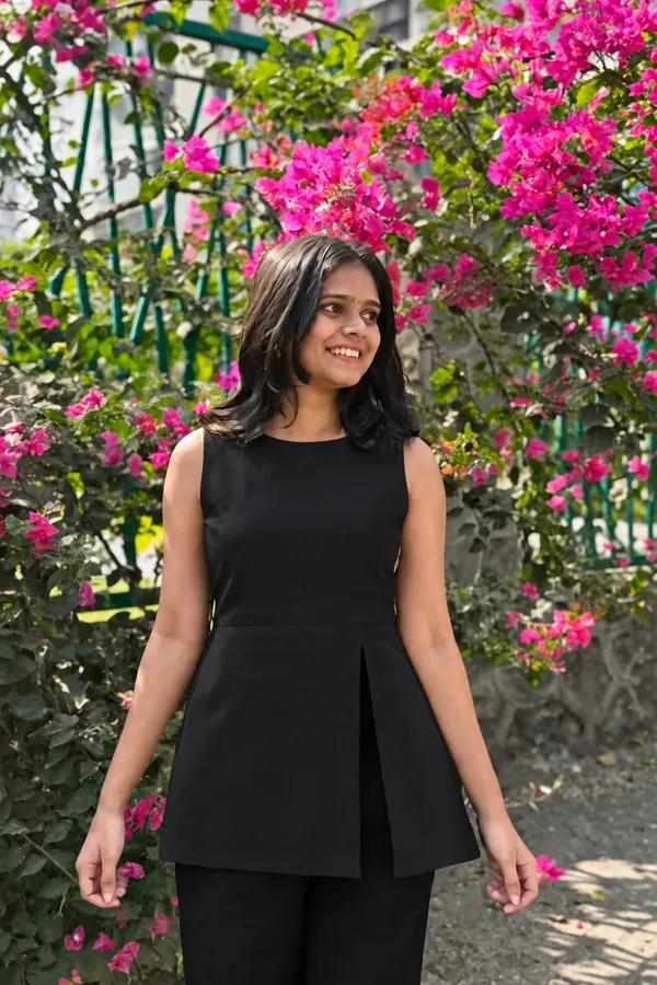 Black_Cotton_Flex_Sleeveless_Peplum_Co-Ord_Set_For_Women
