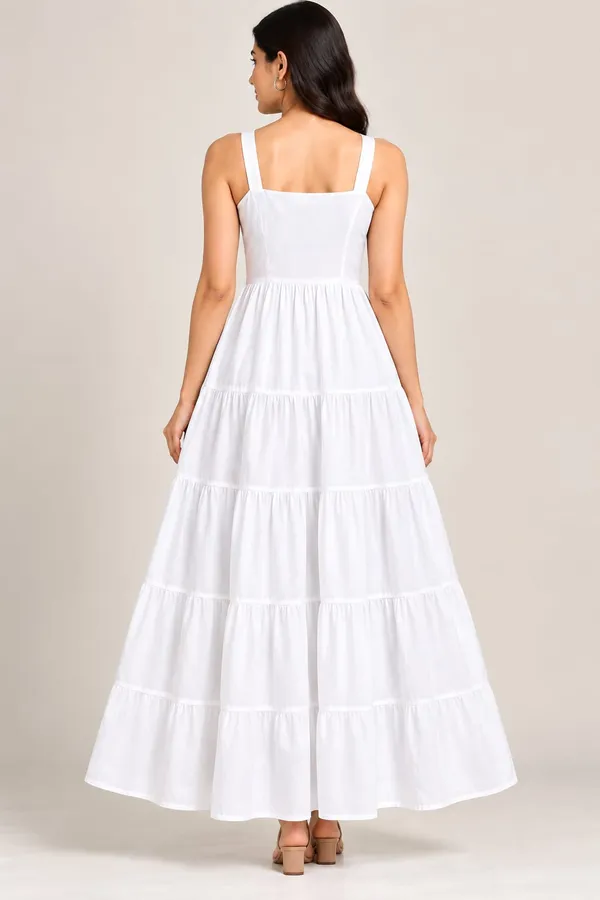 White_Cotton_Flex_Sleeveless_Tiered_Maxi_Dress_For_Women